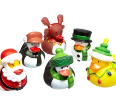 Quackers Christmas Rubber Ducks Bath Toys - Pack of 6 Fun Kids Set